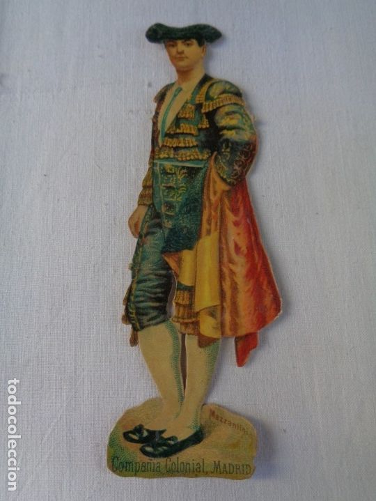 Sammeln alte gestanzte Sammelbilder: Cromo troquelado - siglo XIX - Torero con traje de luces. Mazzantini, torero vasco COMPA&Ntilde;IA COLONIAL