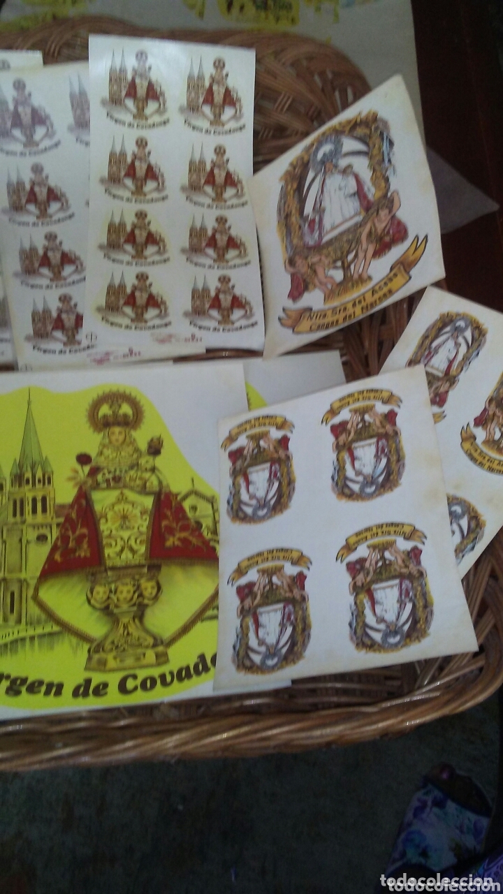 Coleccionismo cromos troquelados antiguos: Lote de calcomanias de la Virgen de Covadonga y otras