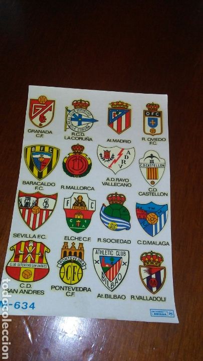 Coleccionismo cromos troquelados antiguos: Hoja de calcomanias con escudos de futbol ,a&ntilde;os 60