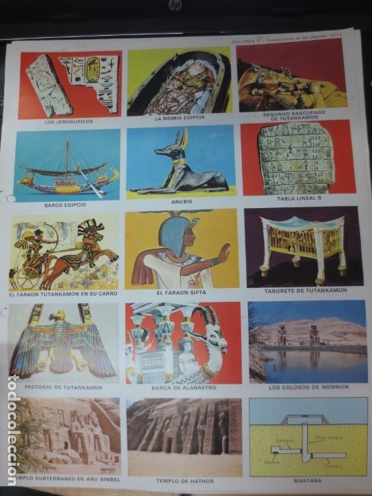 Coleccionismo cromos troquelados antiguos: LAMINA EDUCATIVA DE 15 CROMOS DE HISTORIA DE EGYPTO