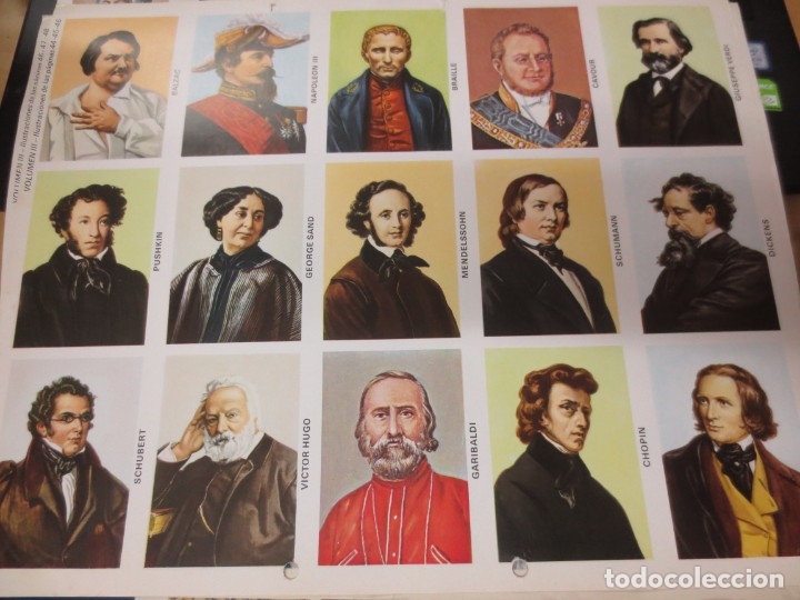 Coleccionismo cromos troquelados antiguos: LAMINA EDUCATIVA DE 15 CROMOS DE PERSONAJES HISTORICOS