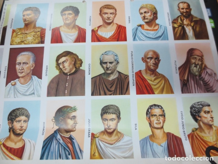 Coleccionismo cromos troquelados antiguos: LAMINA EDUCATIVA DE 15 CROMOS DE PERSONAJES HISTORICOS