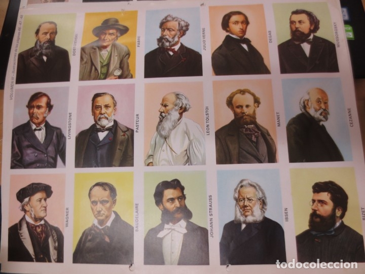 Collezionismo Figurine ritagliate antiche: LAMINA EDUCATIVA DE 15 CROMOS DE PERSONAJES HISTORICOS