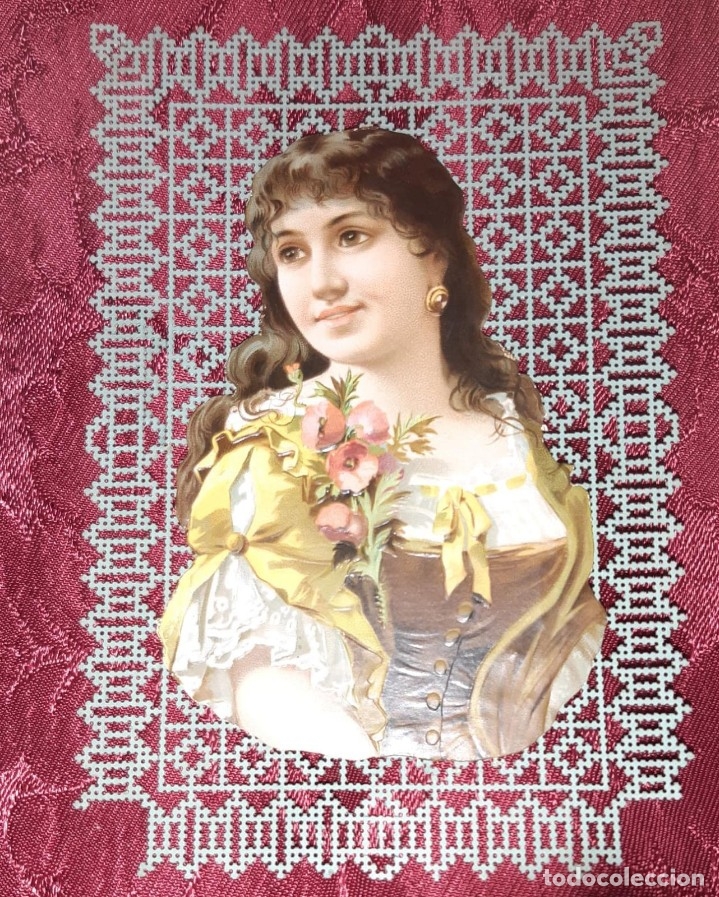 Colecionismo Cromos recortados antigos: ESTAMPA CALADA O CROMO SOBRE UNA POSTAL DE 15 X 10 PRECIOSA