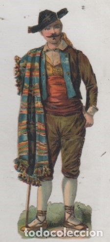 Colecionismo Cromos recortados antigos: Precioso cromo troquelado traje regional Tarragona. Publicidad compa&ntilde;ia colonial Madrid.