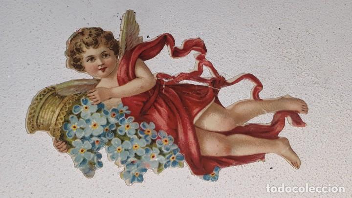Sammeln alte gestanzte Sammelbilder: ANTIGUO CROMO TROQUELADO DE ANGEL DE NAVIDAD O QUERUBIN DE FINALES DEL SIGLO XIX