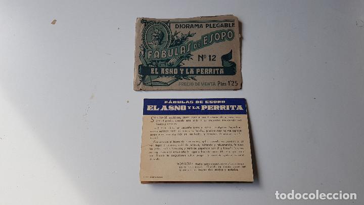 Sammeln alte gestanzte Sammelbilder: DIORAMA PLEGABLE - FABULAS DE ESOPO - EL ASNO Y LA PERRITA N&ordm; 12