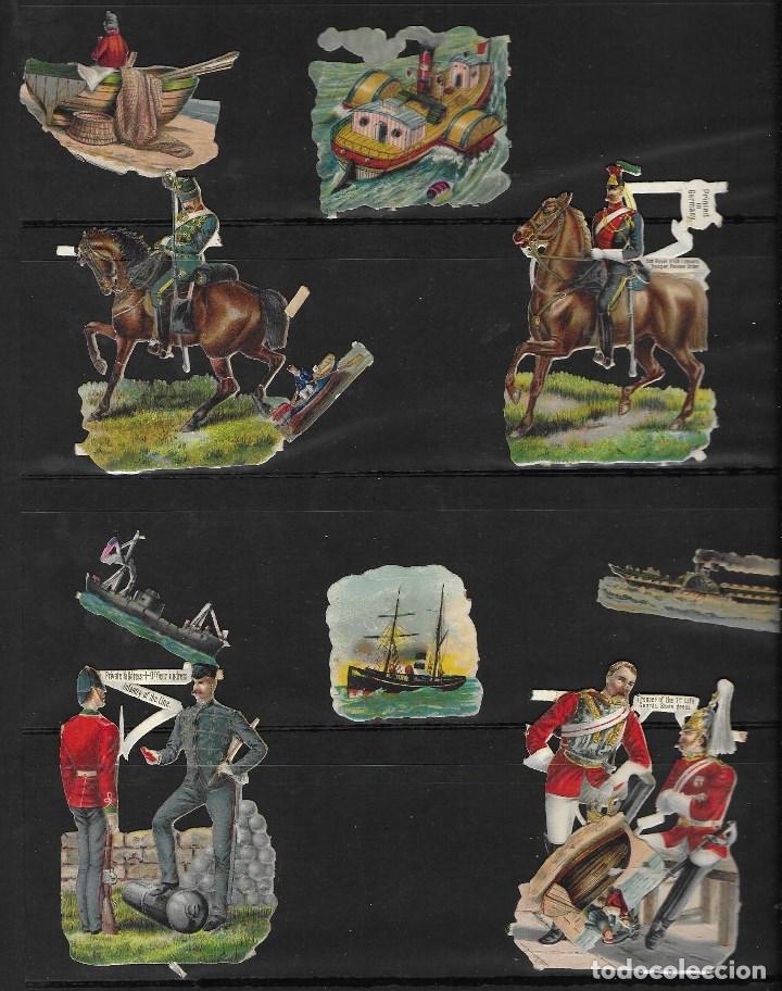Coleccionismo cromos troquelados antiguos: LOTE DE 11 CROMOS ANTIGUOS TROQUELADOS EN RELIEVE TEMA MILITAR Y BARCOS, LEER DESCRIPCION