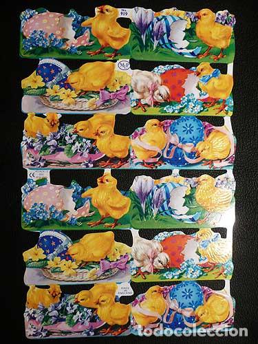 Collectable Antique Stamped Cards: ZPR. LAMINA DE CROMOS TROQUELADOS CON BRILLO Y RELIEVE MLP - 919 - ESCENAS DE PASCUA