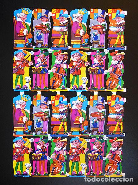 Collezionismo Figurine ritagliate antiche: ZPR. LAMINA DE CROMOS TROQUELADOS CON BRILLO Y RELIEVE MLP - 1218 - CORTE Y MUSICOS