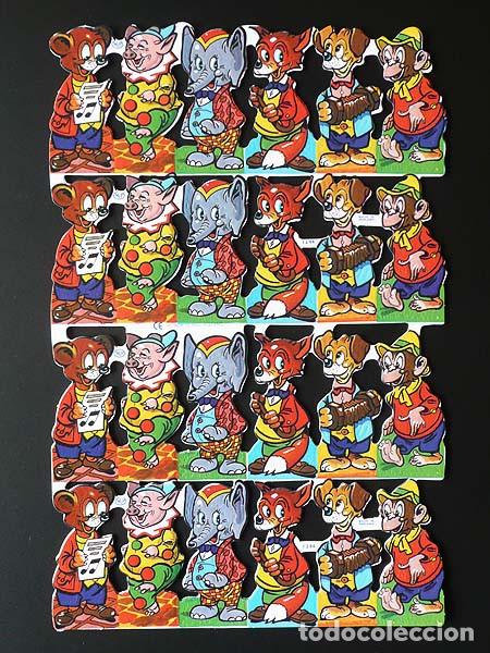 Collezionismo Figurine ritagliate antiche: ZPR. LAMINA DE CROMOS TROQUELADOS CON BRILLO Y RELIEVE MLP - 1244 - ANIMALITOS