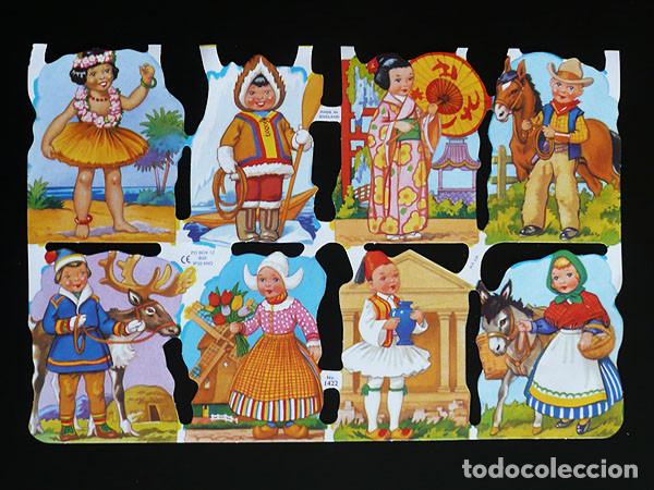 Collectable Antique Stamped Cards: ZPR. LAMINA DE CROMOS TROQUELADOS CON BRILLO Y RELIEVE MLP - 1422 - TRAJES TIPICOS DEL MUNDO