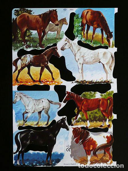 Collezionismo Figurine ritagliate antiche: ZPR. LAMINA DE CROMOS TROQUELADOS CON BRILLO Y RELIEVE MLP - 1511 - CABALLOS