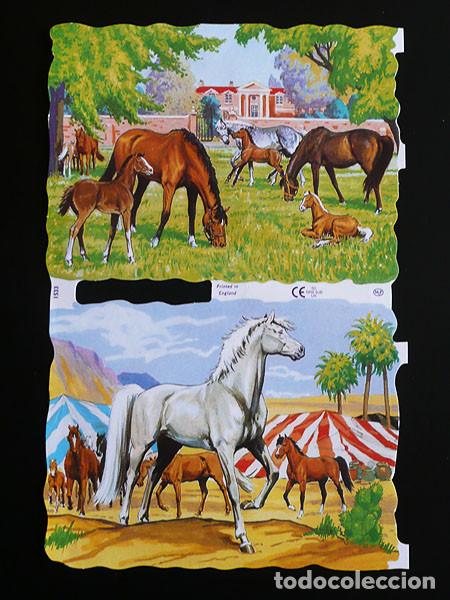 Collezionismo Figurine ritagliate antiche: ZPR. LAMINA DE CROMOS TROQUELADOS CON BRILLO Y RELIEVE MLP - 1533 - CABALLOS
