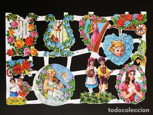 Collectionnisme Cartes &agrave; collectionner massicot&eacute;es anciennes: ZPR. LAMINA DE CROMOS TROQUELADOS CON BRILLO Y RELIEVE MLP - 1570 - JOVENES Y FLORES