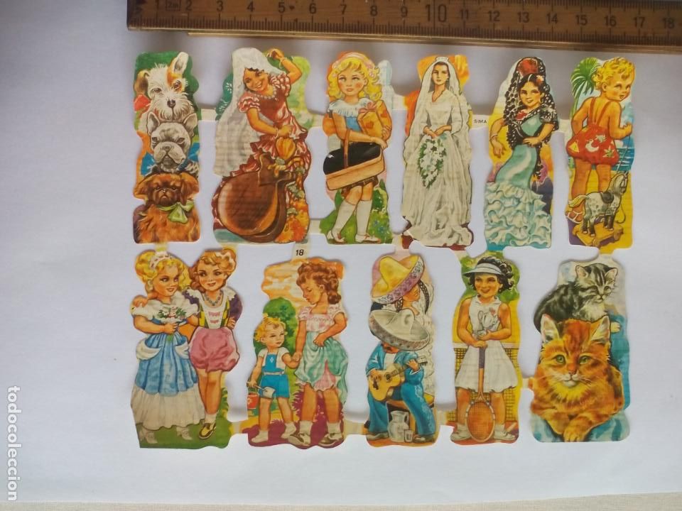 Collezionismo Figurine ritagliate antiche: L&Aacute;MINA DE CROMOS TROQUELADOS MUJERES, NI&Ntilde;AS, PERROS, GATOS, EN RELIEVE, SIMA 18