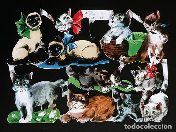 Collectionnisme Cartes &agrave; collectionner massicot&eacute;es anciennes: ZPR. LAMINA DE CROMOS TROQUELADOS CON BRILLO Y RELIEVE MLP - 1612 - GATITOS