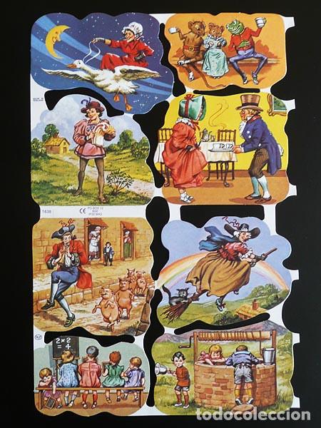 Coleccionismo Cromos troquelados antiguos: ZPR. LAMINA DE CROMOS TROQUELADOS CON BRILLO Y RELIEVE MLP - 1638 - CUENTOS