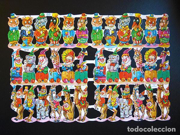 Collectionnisme Cartes &agrave; collectionner massicot&eacute;es anciennes: ZPR. LAMINA DE CROMOS TROQUELADOS CON BRILLO Y RELIEVE MLP - 1712 - PAYASOS Y ANIMALES DE CIRCO