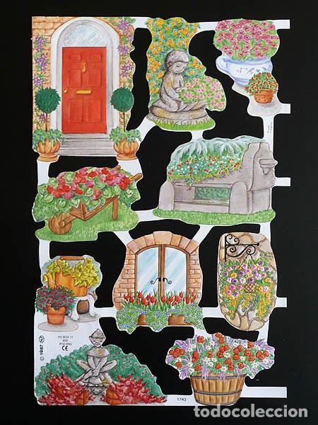 Collectionnisme Cartes &agrave; collectionner massicot&eacute;es anciennes: ZPR. LAMINA DE CROMOS TROQUELADOS CON BRILLO Y RELIEVE MLP - 1743 - DECORACION JARDIN