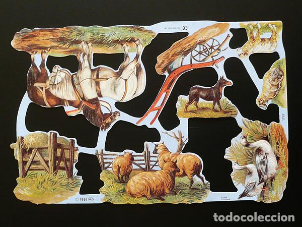 Collectable Antique Stamped Cards: ZPR. LAMINA DE CROMOS TROQUELADOS CON BRILLO Y RELIEVE MLP - 1767 - ESCENAS DE GRANJA