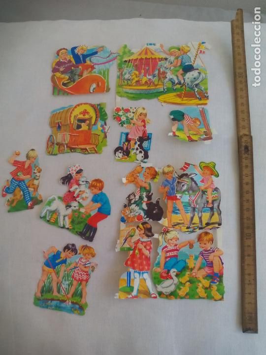 Coleccionismo cromos troquelados antiguos: lote de CROMOS TROQUELADOS DE NI&Ntilde;OS Y NI&Ntilde;AS CON ANIMALES, JUGANDO. MADE IN ENGLAND