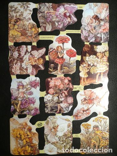 Collectable Antique Stamped Cards: ZPR. LAMINA DE CROMOS TROQUELADOS CON BRILLO Y RELIEVE MLP - 1888 - HADAS DE LAS FLORES