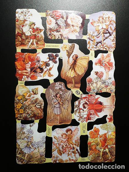 Collectable Antique Stamped Cards: ZPR. LAMINA DE CROMOS TROQUELADOS CON BRILLO Y RELIEVE MLP - 1889 - HADAS DE LAS FLORES