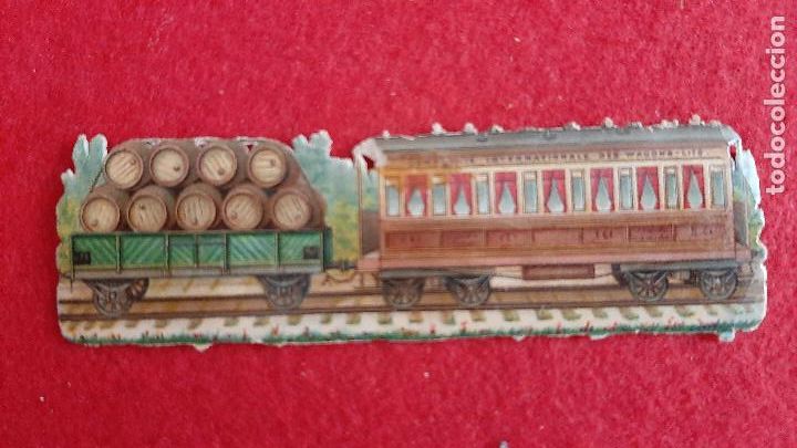 Sammeln alte gestanzte Sammelbilder: CROMO TROQUELADO MUY ANTIGUO SIGLO XIX LA ESPA&Ntilde;OLA CHOCOLATES CUNILL MADRID TREN ORIGINAL CRT