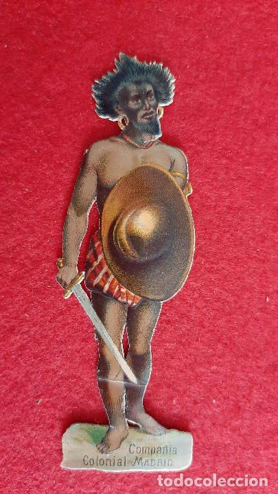 Sammeln alte gestanzte Sammelbilder: CROMO TROQUELADO MUY ANTIGUO SIGLO XIX COMPA&Ntilde;IA COLONIAL MADRID NEGRITO ORIGINAL CRT