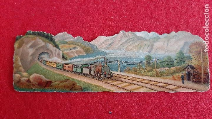 Sammeln alte gestanzte Sammelbilder: CROMO TROQUELADO MUY ANTIGUO SIGLO XIX LA ESPA&Ntilde;OLA MADRID TREN ORIGINAL CRT