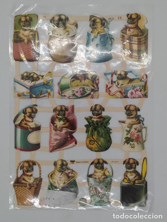 Sammeln alte gestanzte Sammelbilder: LAMINA DE CROMOS DE PICAR TROQUELADOS CON BRILLO Y RELIEVE - PERROS/CACHORROS - GESCH ALEMANIA 7342