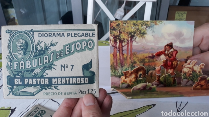 Collectionnisme Cartes &agrave; collectionner massicot&eacute;es anciennes: F&aacute;bulas de Esopo 7 diorama plegable el pastor mentiroso