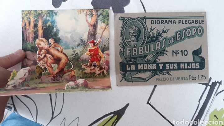 Collectionnisme Cartes &agrave; collectionner massicot&eacute;es anciennes: F&aacute;bulas de Esopo 10 diorama plegable la mona y sus hijas