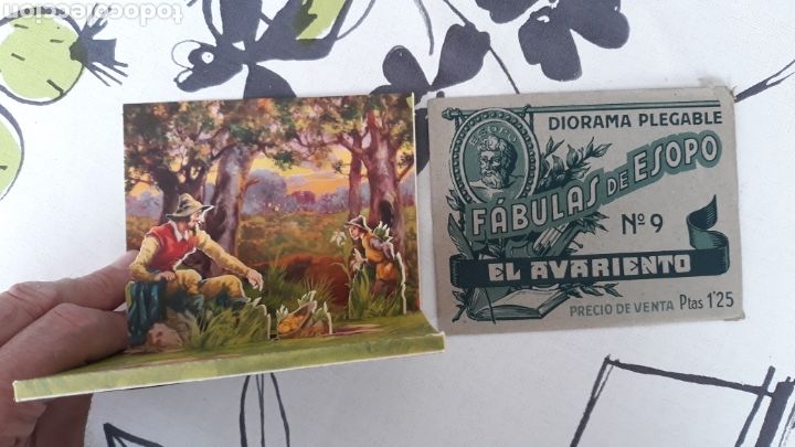Collectionnisme Cartes &agrave; collectionner massicot&eacute;es anciennes: F&aacute;bulas de Esopo 9 diorama plegable el avariento