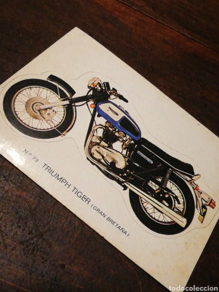 Collectionnisme Cartes &agrave; collectionner massicot&eacute;es anciennes: CROMO TROQUELADO MOTO TRIUMPH TIGER (GRAN BRETA&Ntilde;A)- BRUGUERA, N&deg;73.