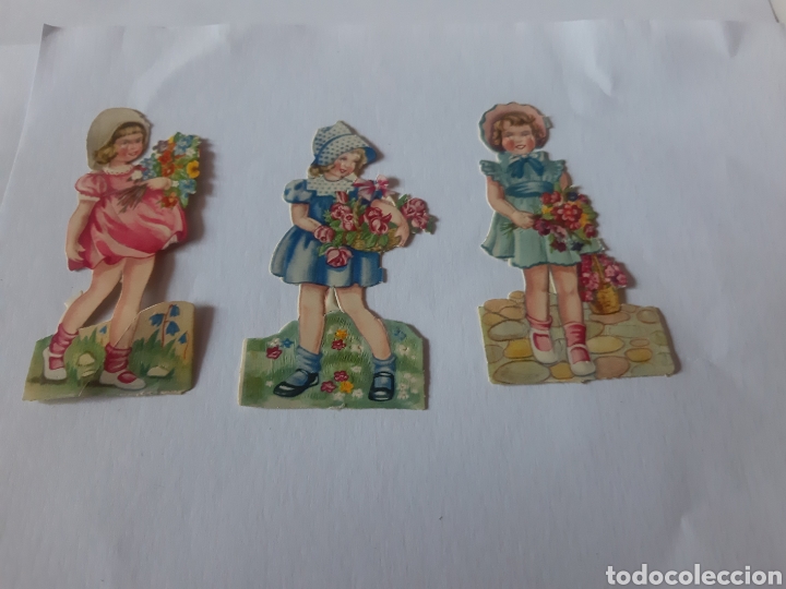 Collezionismo Figurine ritagliate antiche: Tres antiguos cromos troquelados