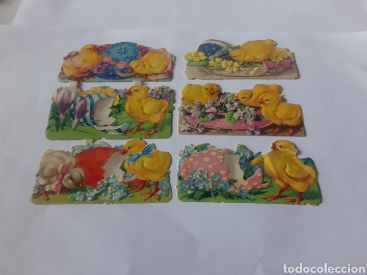 Collezionismo Figurine ritagliate antiche: 6 antiguo cromo troquelados