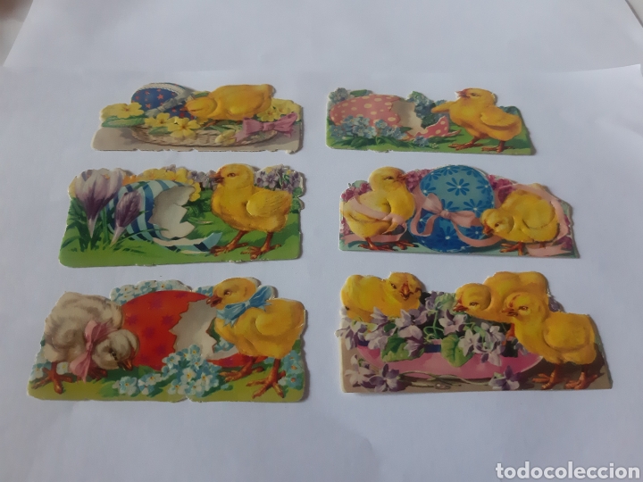 Collezionismo Figurine ritagliate antiche: Seis antiguos cromos troquelado