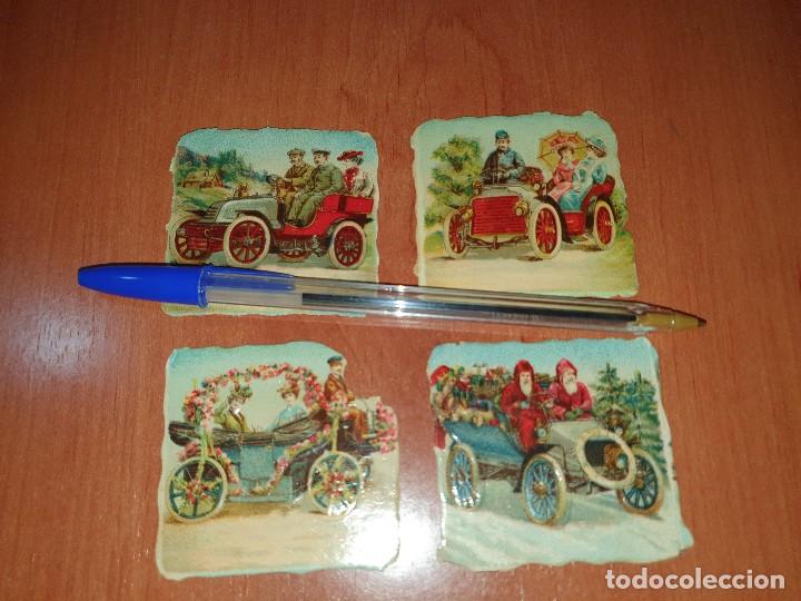 Collectable Antique Stamped Cards: 4 antiguos cromos troquelados, en color, regalo de chocolates