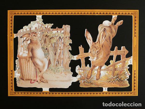 Collectable Antique Stamped Cards: ZPR. LAMINA DE CROMOS TROQUELADOS SERIE ORO MLP - A145 - CONEJOS DE PASCUA