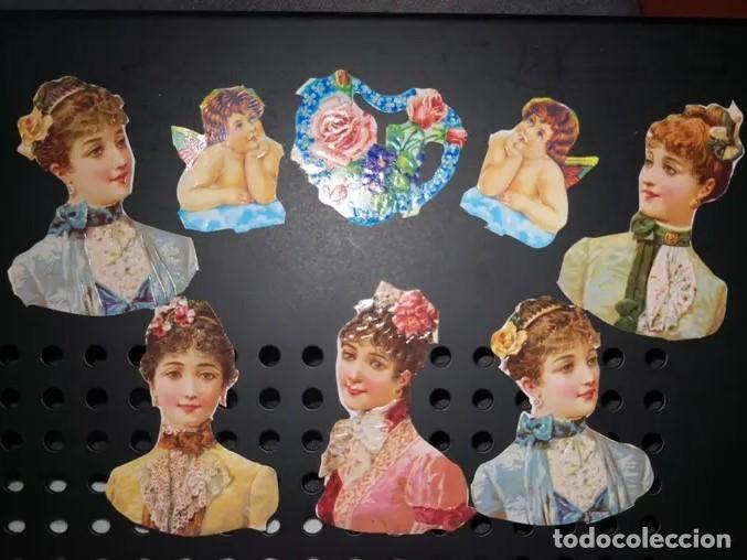 Collectable Antique Stamped Cards: LOTE DE CROMOS TROQUELADOS &rdquo;DAMAS Y FLORES&rdquo;