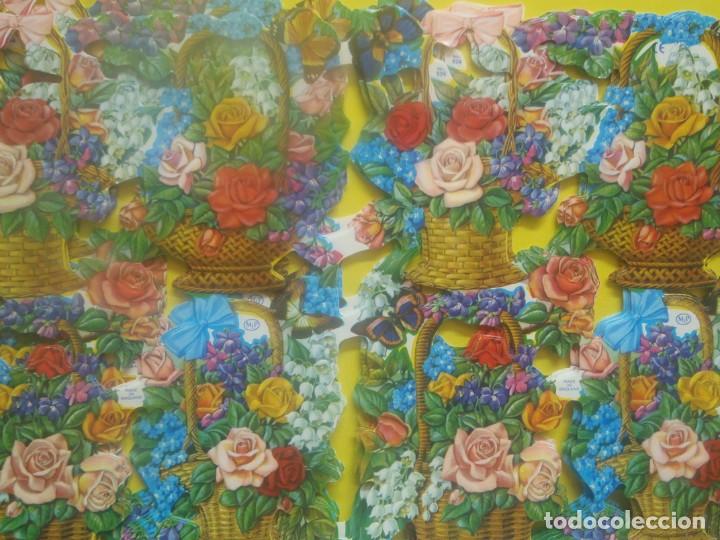 Sammeln alte gestanzte Sammelbilder: CROMOS PARA PICAR - CESTAS DE FLORES - LOTE DE 10 HOJAS IGUALES - MADE IN ENGLAND