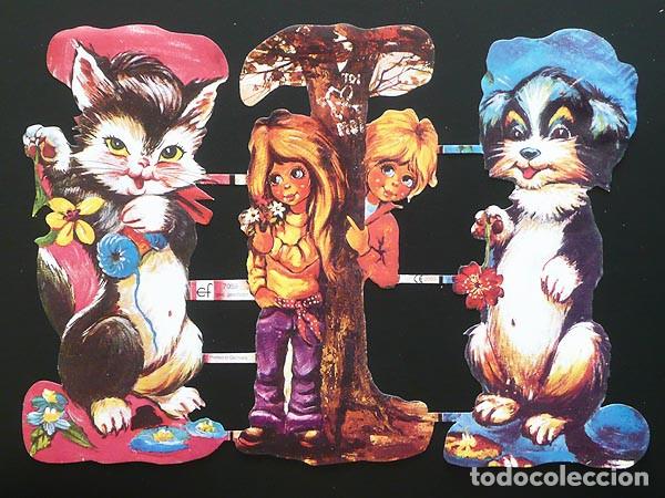 Colecionismo Cromos recortados antigos: ZPR. LAMINA DE CROMOS TROQUELADOS CON BRILLO Y RELIEVE EF - 7059 - J&Oacute;VENES Y MASCOTAS