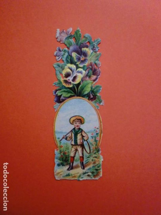 Coleccionismo cromos troquelados antiguos: NI&Ntilde;O CON ARO JUGETE - Foto 1