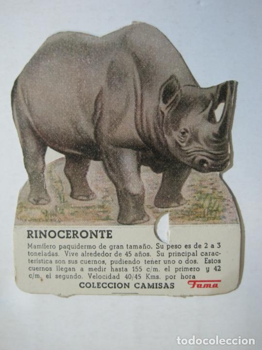 Collezionismo Figurine ritagliate antiche: RINOCERONTE-COLECCION CAMISAS FAMA-PUBLICIDAD-CROMO ANTIGUO TROQUELADO-VER FOTOS-(77.089)