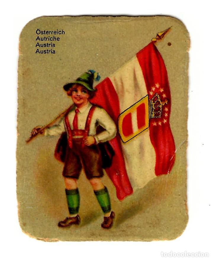 Colecionismo Cromos recortados antigos: Austria - Traje T&iacute;pico + Bandera - Cromo a&ntilde;os 30 - 57x41 - Ligeramente troquelado.