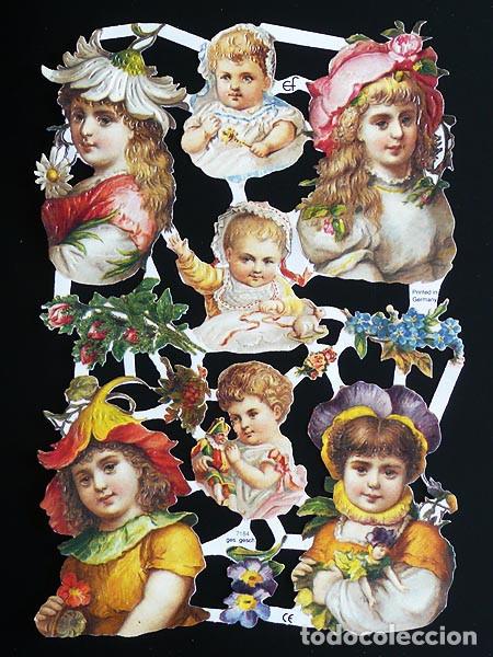 Coleccionismo Cromos troquelados antiguos: ZPR. LAMINA DE CROMOS TROQUELADOS CON BRILLO Y RELIEVE EF - 7184 - BEB&Eacute;S Y J&Oacute;VENES VICTORIANAS