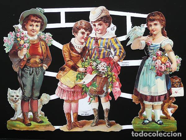 Coleccionismo Cromos troquelados antiguos: ZPR. LAMINA DE CROMOS TROQUELADOS CON BRILLO Y RELIEVE EF - 7188 - NI&Ntilde;OS VICTORIANOS