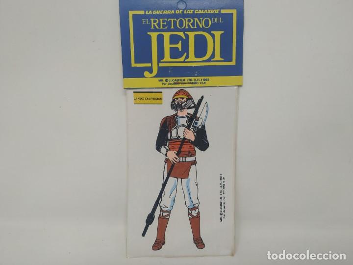 Coleccionismo Cromos troquelados antiguos: Star Wars. Retorno Jedi. Lando Calrissian. Pegatina Promo VIP 1983